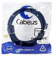 Патч-корд S/FTP кат.8 PC-SSTP-RJ45-Cat.8-3m-LSZH 2xRJ45/8p8c экранир. LSZH (40G 2000 MHz) 3м син. Cabeus 9704c