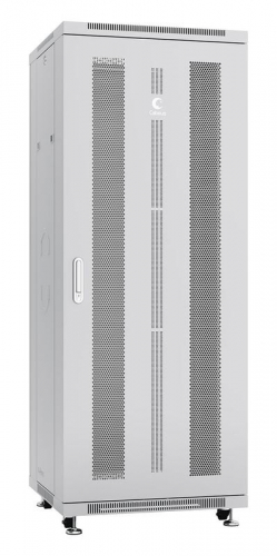 Шкаф монтажный телекоммуникационный напольн. ND-05C-32U60/60 19дюйм 32U 600х600х1610мм для распределит. и серверн. оборудования; передн. и задн. перфорир. двери ручка с замком RAL 7035 сер. Cabeus 7710c
