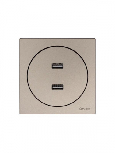 Розетка 2-м СП OSEN USB разъем механизм титан LEZARD 743-3788-192 фото 3