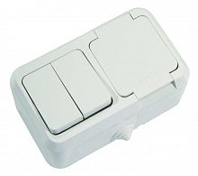 Блок ОП IP44 бел. (2кл. выкл.+роз/крыш) Makel 18351