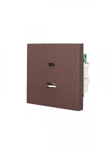 Розетка СП ZIMA IP20 Type-C + USB механизм шоколад LEZARD 704-7388-192TC фото 2 Розетка СП ZIMA IP20 Type-C + USB механизм шоколад LEZARD 704-7388-192TC фото 2