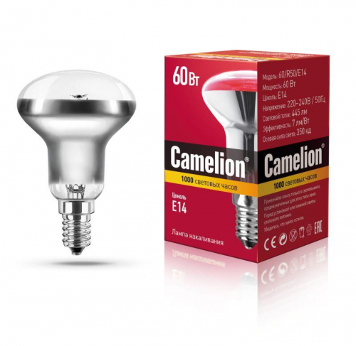Лампа накаливания MIC R50 60Вт E14 Camelion 8978 Лампа накаливания MIC R50 60Вт E14 Camelion 8978
