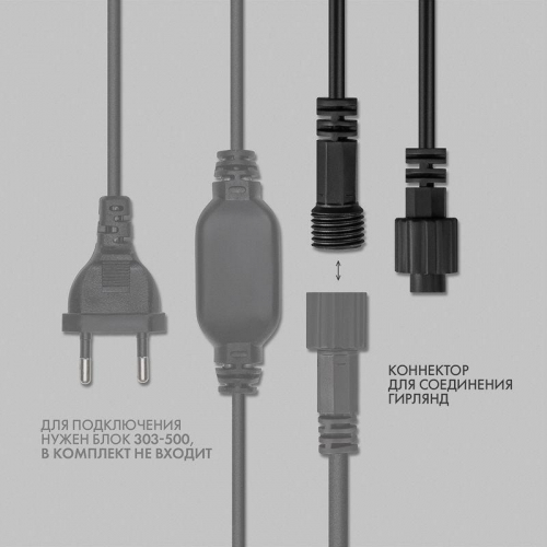 Гирлянда светодиодная "Айсикл" (бахрома) 4.8х0.6м 176LED син. IP65 эффект мерцания 230В провод ПВХ черн. (нужен шнур питания 303-500) Neon-Night 255-173 фото 4