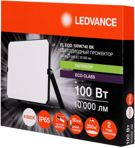 Прожектор светодиодный СДО FL ECO 100W 740 G4 уличный матов. стекло алюм. черн. LEDVANCE 4099854400155 фото 4 Прожектор светодиодный СДО FL ECO 100W 740 G4 уличный матов. стекло алюм. черн. LEDVANCE 4099854400155 фото 4