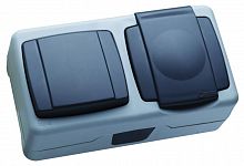 Выключатель 1-кл. + розетка IP44 с крышкой Makel 37064202
