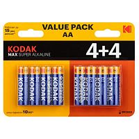 Элемент питания алкалиновый AA/LR6 1.5В MAX SUPER Alkaline (блист.8шт) KODAK Б0057080