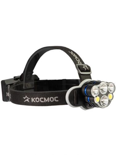 Фонарь налобный 2х4Вт T6 2х2Вт XPE 2x2Вт COB /Li-ion 2х1200мА.ч ABS пластик КОСМОС KOC852Lit