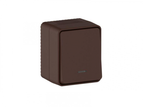 Выключатель 1-кл. ОП AtlasDesign PROFI IP54 10AX с подсветкой корич. SE ATN546013