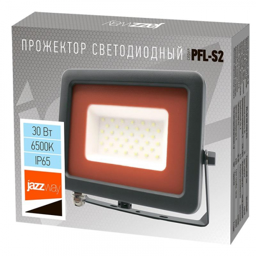 Прожектор светодиодный PFL-S2 30Вт 6500К IP65 220–240В ДО с клапаном закален. матов. стекло сер. JazzWay 2853295D фото 6