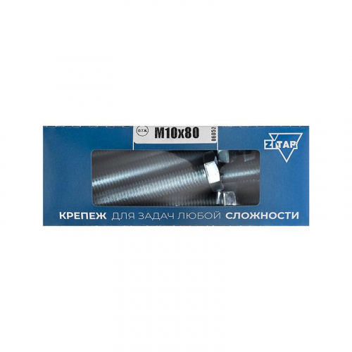 Болт с шестигранной головкой М10х80 DIN 933 оцинк. (уп.12шт) Tech-Krep/Zitar 126522