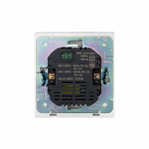 Розетка 2-м СП STRONG 16А IP20 USB-A + Type-C 3А с функцией быстрой зарядки жемчуж. Kranz KR-78-0734-4 фото 3 Розетка 2-м СП STRONG 16А IP20 USB-A + Type-C 3А с функцией быстрой зарядки жемчуж. Kranz KR-78-0734-4 фото 3