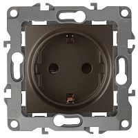 Розетка 1-м СП Эра12 12-2102-13 16А IP20 16AX 250В 2P+E Schuko защ. шторки механизм бронз. Эра Б0019324