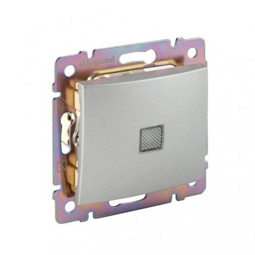 Переключатель проходной 1-кл. СП Valena 10А IP31 250В с подсветкой механизм алюм. Leg 770126 фото 2