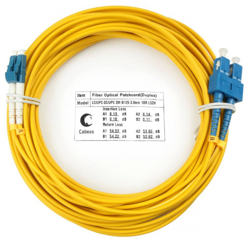 Шнур оптический FOP(d)-9-LC-SC-10м duplex LC-SC 9/125см 10м LSZH Cabeus 7519c