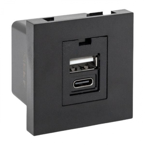 Розетка USB 2-м A+C 2.1А без индикатора черн. матов. EKF E2MR2B-21USB-10-AC Розетка USB 2-м A+C 2.1А без индикатора черн. матов. EKF E2MR2B-21USB-10-AC