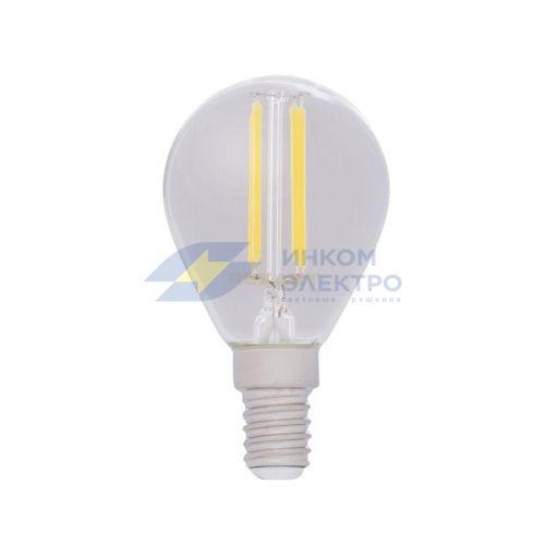 Лампа светодиодная филаментная 7.5Вт GL45 шар прозрачная 4000К нейтр. бел. E14 600лм Rexant 604-122 фото 2