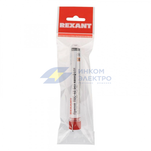 Припой без канифоли ПОС-40 10г d1.0мм (Sn40 Pb60) колба Rexant 09-3092