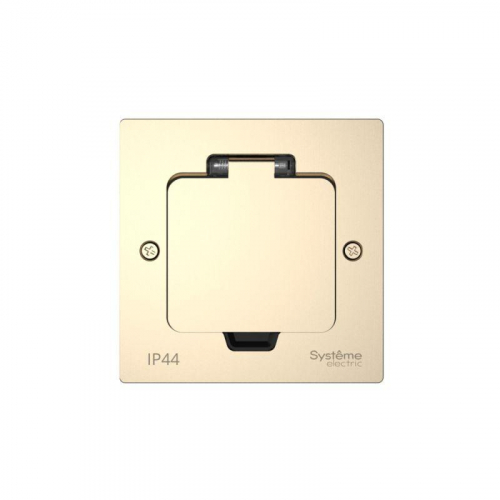 Лючок MultiDesk MDK21 с розеткой 2P+E 16А 250В IP44 с монтажной коробкой для стены фальшпола стола никель SE MDK21102NA фото 2