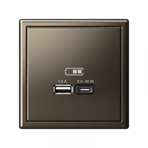Розетка USB ArtGallery тип A+C 45Вт QC PD высокоскор. ЗУ механизм мокко SE GAL000629 фото 3