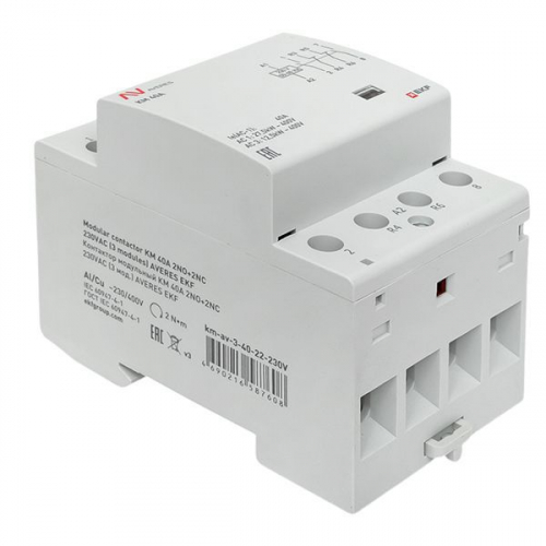 Контактор модульный КМ 40А 2NO+2NC 230В AC (3 мод.) AVERES EKF km-av-3-40-22-230V фото 9 Контактор модульный КМ 40А 2NO+2NC 230В AC (3 мод.) AVERES EKF km-av-3-40-22-230V фото 9