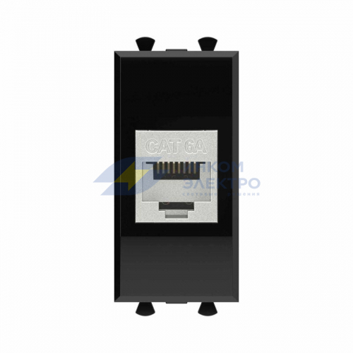 Розетка компьютерная 1мод. Avanti &amp;amp;quot;Черный квадрат&amp;amp;quot; RJ45 кат.6A без шторок экранир. модульная механизм DKC 4402771