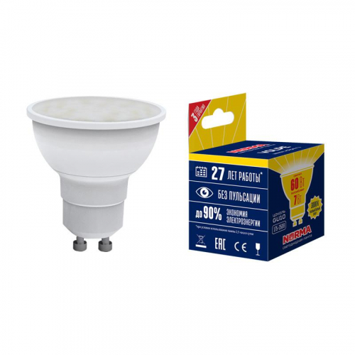 Лампа светодиодная LED-JCDR-7W/WW/GU10/NR Norma 7Вт матовая GU10 (упак. картон) Volpe UL-00003838 Лампа светодиодная LED-JCDR-7W/WW/GU10/NR Norma 7Вт матовая GU10 (упак. картон) Volpe UL-00003838