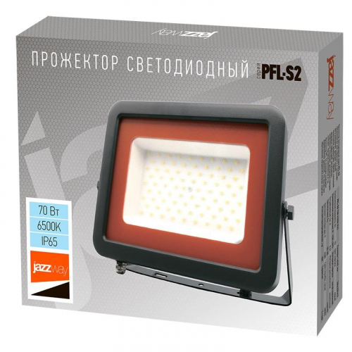 Прожектор светодиодный PFL-S2 70Вт 6500К IP65 220–240В ДО с клапаном закален. матов. стекло сер. Pro JazzWay 2853318D фото 6