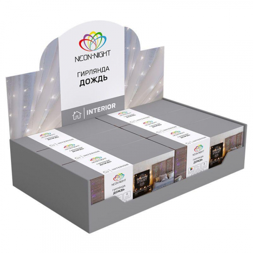 Гирлянда светодиодная "Светодиодный Дождь" 2.5х2м 300LED бел. 16Вт 230В IP20 свечение с динамикой провод прозр. Neon-Night 235-055 фото 8