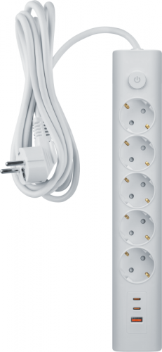 Удлинитель 3х3м с заземл. 16А IP20 95 691 NPE-USB06-05-300-ESC-3X1-PD20W 2хUSB-C + USB-A с выкл. бел. NAVIGATOR 95691 фото 3