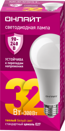 Лампа светодиодная 90 536 OLL-A70-32-230-2.7К-E27 32Вт грушевидная 2700К E27 90-240В PRO ОНЛАЙТ 90536 Лампа светодиодная 90 536 OLL-A70-32-230-2.7К-E27 32Вт грушевидная 2700К E27 90-240В PRO ОНЛАЙТ 90536