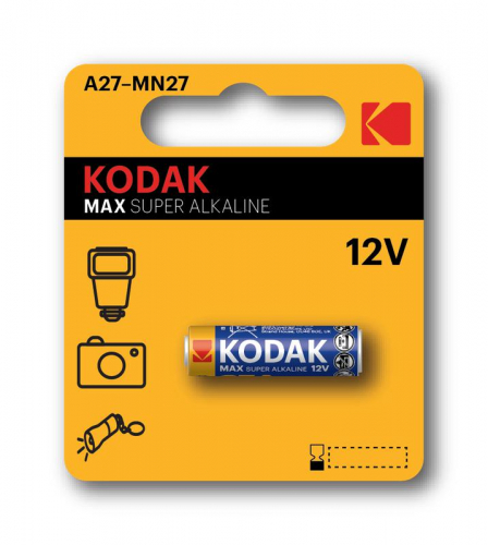 Элемент питания алкалиновый A27/MN27/8LR732 12В MAX SUPER Alkaline (блист. 1шт) KODAK Б0047482