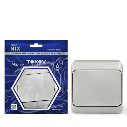 Выключатель 1-кл. ОП Nix 10А IP54 250В сер. TOKOV ELECTRIC TKE-NX-V1-C06-IP54 Выключатель 1-кл. ОП Nix 10А IP54 250В сер. TOKOV ELECTRIC TKE-NX-V1-C06-IP54