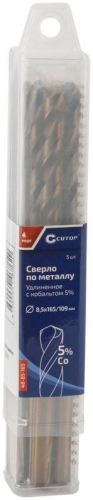 Сверло по металлу удлиненное ПРОФИ/Profi 8.5х165мм с кобальтом 5% (уп.5шт) Cutop 48-85-165 фото 3