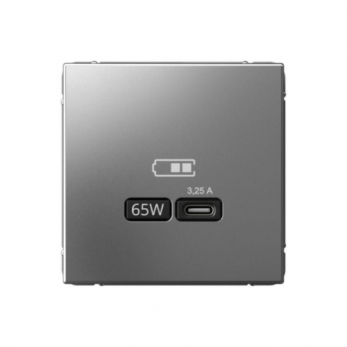 Розетка USB ArtGallery тип C 65Вт QC PD высокоскор. ЗУ механизм сталь SE GAL000927