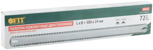 Полотна ножовочныеметалл/дерево (24 TPI/8 TPI) каленый зуб широкие двусторонние 300х24мм (уп.72шт) FIT 40163 фото 3