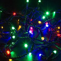 Гирлянда светодиодная "Нить" 10м 100LED мультиколор 10Вт 230В IP65 постоян. свечение провод ПВХ черн. (нужен шнур питания 303-500) Neon-Night 305-179