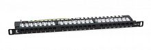 Патч-панель 19дюйм 0.5U 24 порта RJ45 кат.5E Dual IDC 90град. высокой плотности с задн. кабельн. организатором Cabeus 9666c