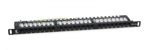 Патч-панель 19дюйм 0.5U 24 порта RJ45 кат.5E Dual IDC 90град. высокой плотности с задн. кабельн. организатором Cabeus 9666c Патч-панель 19дюйм 0.5U 24 порта RJ45 кат.5E Dual IDC 90град. высокой плотности с задн. кабельн. организатором Cabeus 9666c