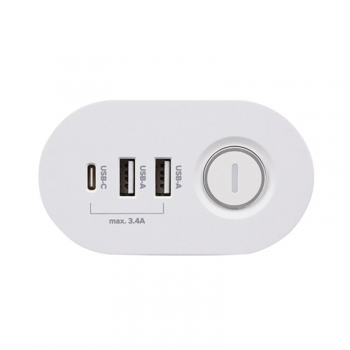 Удлинитель 3х1.5м на струбцине с заземл. с выкл. 3 USB выхода (2А+1С) IP20 ПВС 3х1 ETD-03U-150-wh (3х1.5) бел. JAZZway 5059535 фото 4