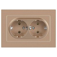 Розетка 2-м СП Accent 6-205-04 16А IP20 250В 2P+E Schuko AL/CU шампань Intro Б0063492