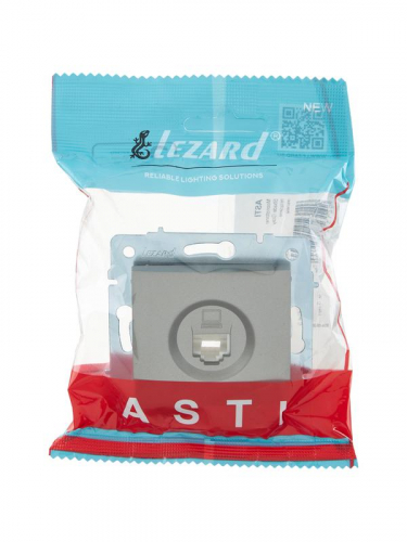 Розетка компьютерная 1-м СП ASTI IP20 RJ45 механизм Cat 5e платина. LEZARD 7081-3588-139 фото 4