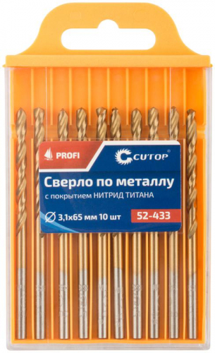 Сверло по металлу ПРОФИ/Profi 3.1х65мм с титан. покрытием (уп.10шт) Cutop 52-433 фото 3 Сверло по металлу ПРОФИ/Profi 3.1х65мм с титан. покрытием (уп.10шт) Cutop 52-433 фото 3