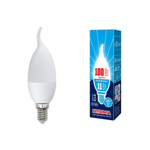 Лампа светодиодная LED-CW37-11W/NW/E14/FR/NR Norma 11Вт матовая E14 (упак. картон) Volpe UL-00003816 Лампа светодиодная LED-CW37-11W/NW/E14/FR/NR Norma 11Вт матовая E14 (упак. картон) Volpe UL-00003816