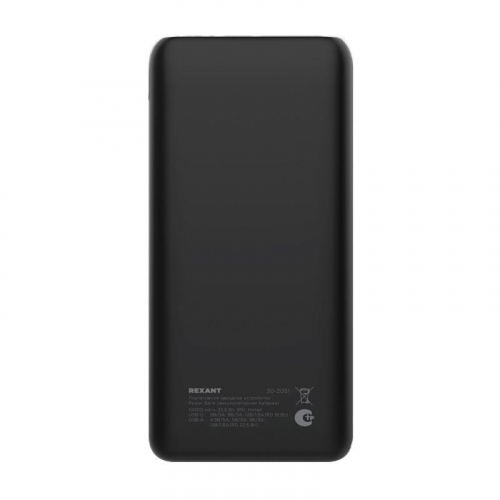 Устройство зарядное портативное Power Bank (аккумуляторная батарея) 10000мА.ч с Quick Charge и Power Delivery черн. Rexant 30-2051 фото 2