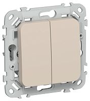 Выключатель проходной 2-кл. СП FLITE ВС62-1-0-ФлЛ 10А механизм льняной IEK FI-V22-0-10-1-K88