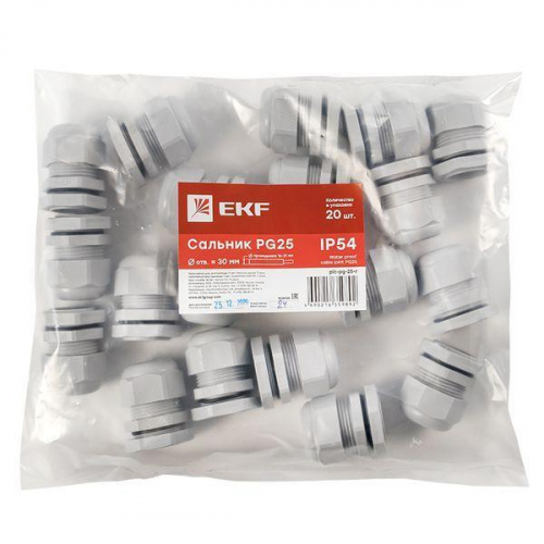 Сальник PG25 d16-21мм (d отверст. 31мм) IP54 PROxima EKF plc-pg-25-r фото 6