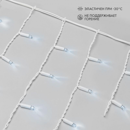 Гирлянда светодиодная "Айсикл" (бахрома) 4.8х0.6м 152LED бел. 15Вт 230В IP65 провод бел. (нужен шнур питания 303-500-1) Neon-Night 255-137-6 фото 2