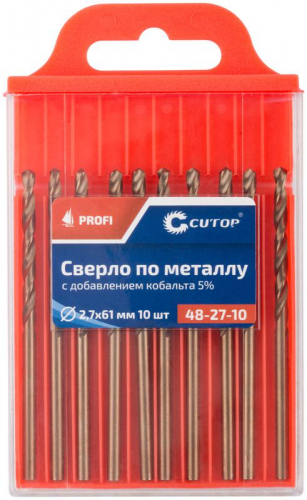 Сверло по металлу ПРОФИ/Profi 2.7х61мм с кобальтом 5% (уп.10шт) Cutop 48-27-10 фото 3