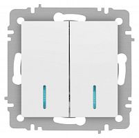 Выключатель 2-кл. СП Accent 6-105-01М 10А IP20 250В с подсветкой AL/CU бел. матов. Intro Б0063507
