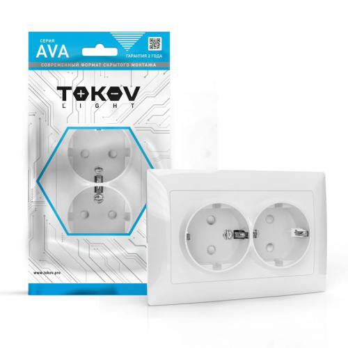 Розетка 2-м СП AVA 16А IP20 с заземл. защ. шторки в сборе бел. TOKOV ELECTRIC TKL-AV-R2FZSF-C01 Розетка 2-м СП AVA 16А IP20 с заземл. защ. шторки в сборе бел. TOKOV ELECTRIC TKL-AV-R2FZSF-C01